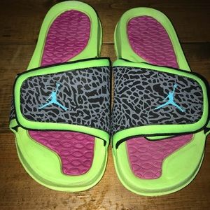 Michael Jordan neon green slides